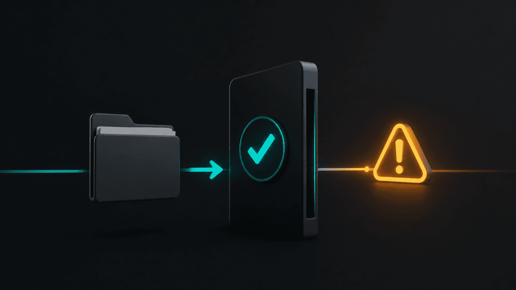 A vendor file passing an approval gate before a warning appears